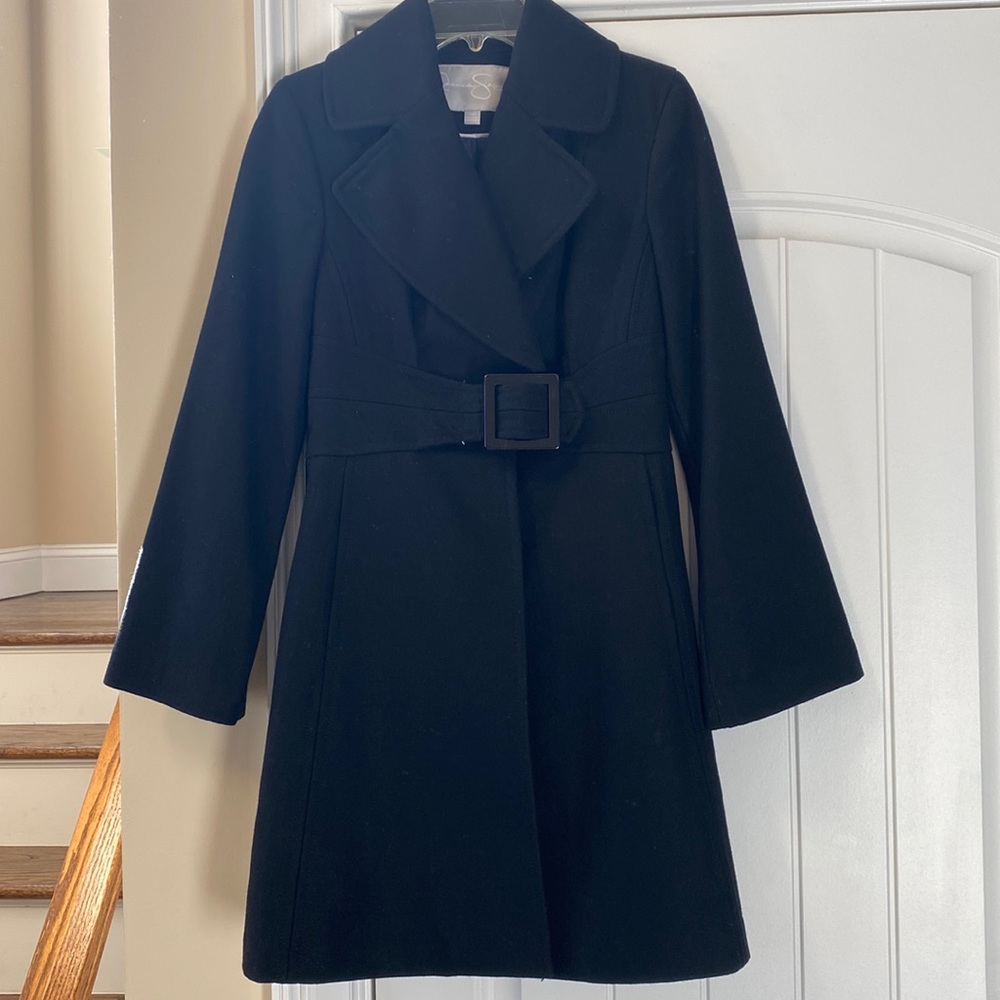Jessica Simpson Black Wool Blend Coat
